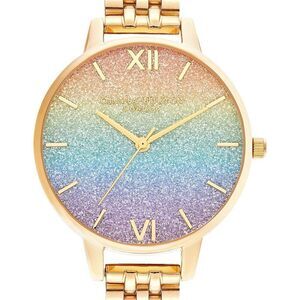 OLIVIA BURTON Women's Rainbow Gold-Tone Stainless Steel Bracelet Watch 34mm